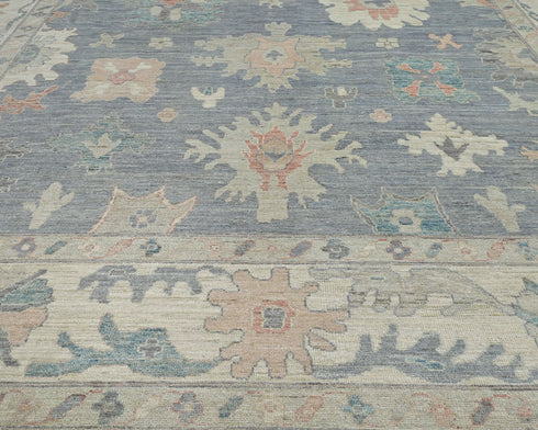10x14 Gray Oushak Turkish Hand Knotted Soft Wool Area Rug